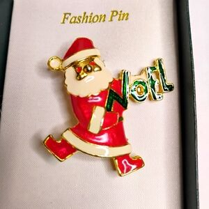 Santa Noel Gold‎ Tone Brooch Pin